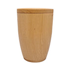 Oak wooden urn, modern shape, lacquered