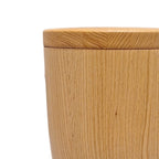 Oak wooden urn, modern shape, lacquered