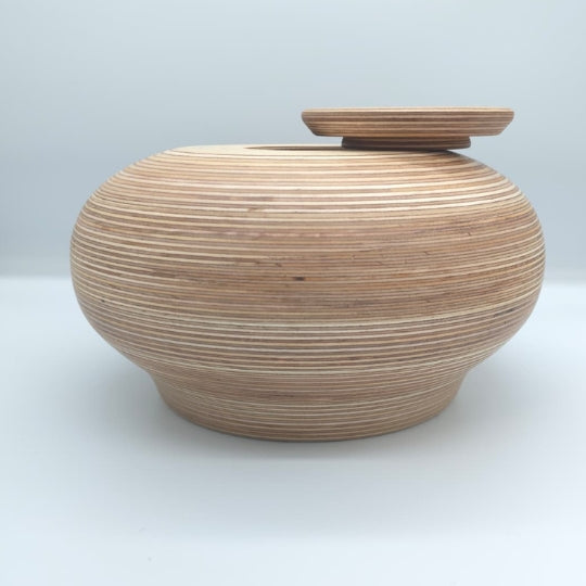 large wooden urns