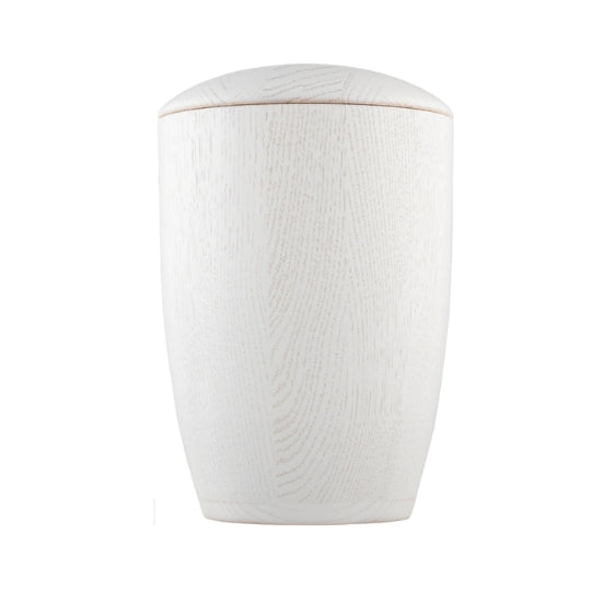 white wooden urn which can be personalized with engraving text