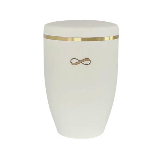 White urn for human ashes