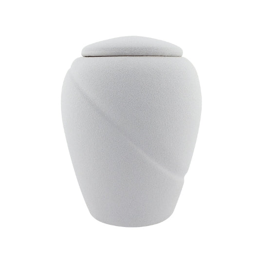 White porcelain urn for human ashes