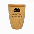 Oak wooden urn, modern shape, lacquered